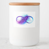 Oneindigheid met paarse veer voedselcontainer etiket (Voorkant)