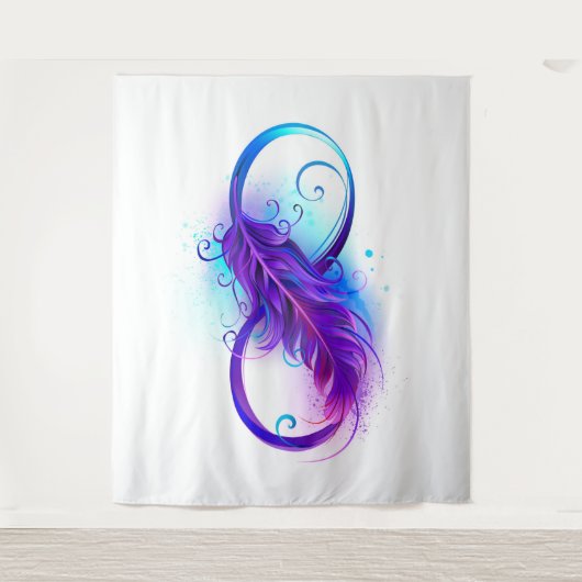 Oneindigheid met paarse veer wandkleed (Voorkant)