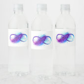 Oneindigheid met paarse veer waterfles etiket (Flessen)