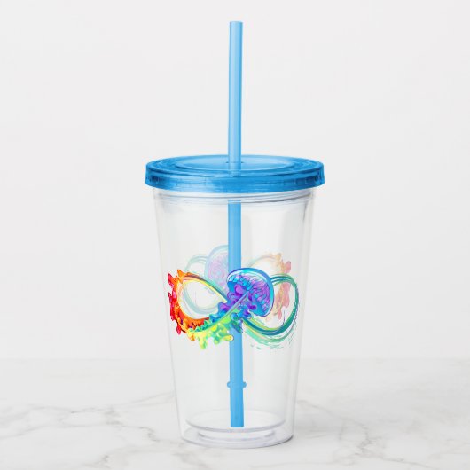 Oneindigheid met regenboogkwal acryl drinkbeker (Voorkant)