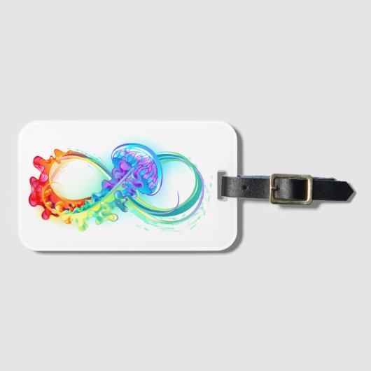 Oneindigheid met regenboogkwal bagagelabel (Voorkant (horizontaal))
