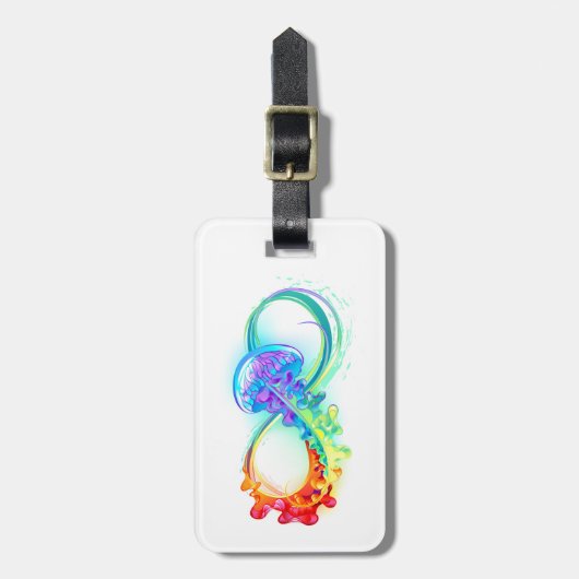 Oneindigheid met regenboogkwal bagagelabel (Voorkant verticaal)