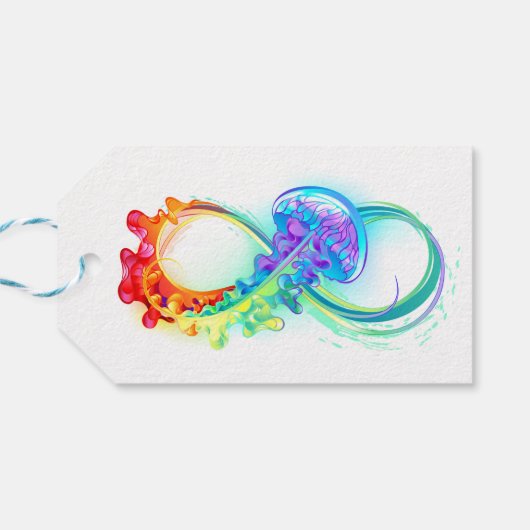 Oneindigheid met regenboogkwal cadeaulabel (Achterkant Horizontaal)