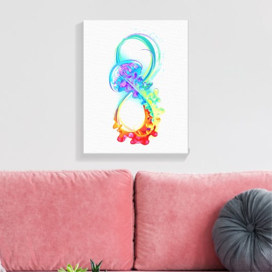 Oneindigheid met regenboogkwal canvas afdruk (Insitu (Woonkamer))