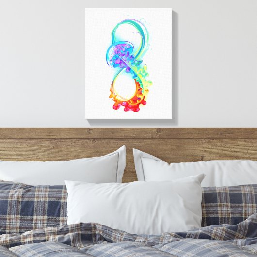 Oneindigheid met regenboogkwal canvas afdruk (Insitu (Slaapkamer))