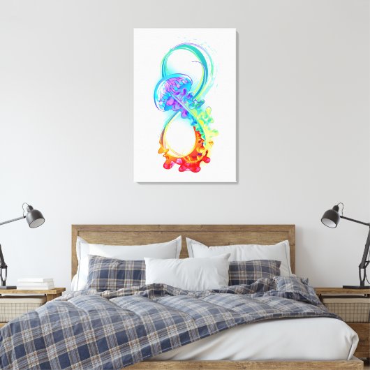 Oneindigheid met regenboogkwal canvas afdruk (Insitu (Slaapkamer))