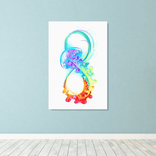 Oneindigheid met regenboogkwal canvas afdruk (Insitu (Houten vloer))