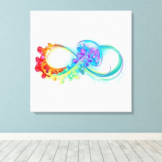 Oneindigheid met regenboogkwal canvas afdruk (Insitu (Houten vloer))