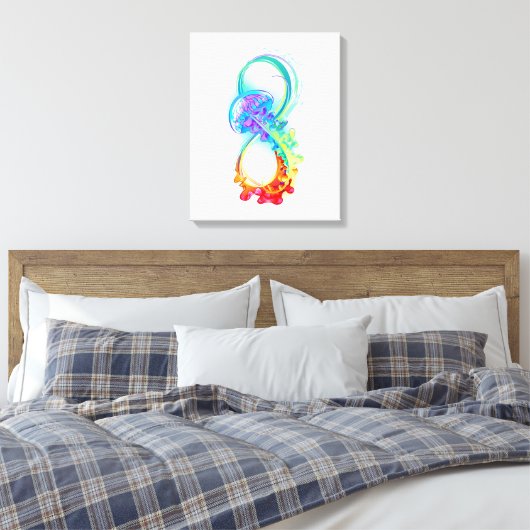 Oneindigheid met regenboogkwal canvas afdruk (Insitu (Slaapkamer))