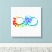 Oneindigheid met regenboogkwal canvas afdruk (Insitu (Houten vloer))