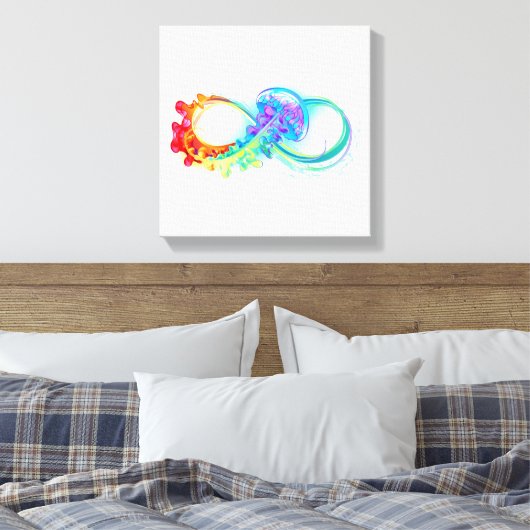 Oneindigheid met regenboogkwal canvas afdruk (Insitu (Slaapkamer))