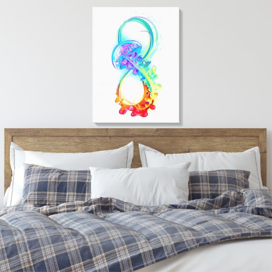 Oneindigheid met regenboogkwal canvas afdruk (Insitu (Slaapkamer))
