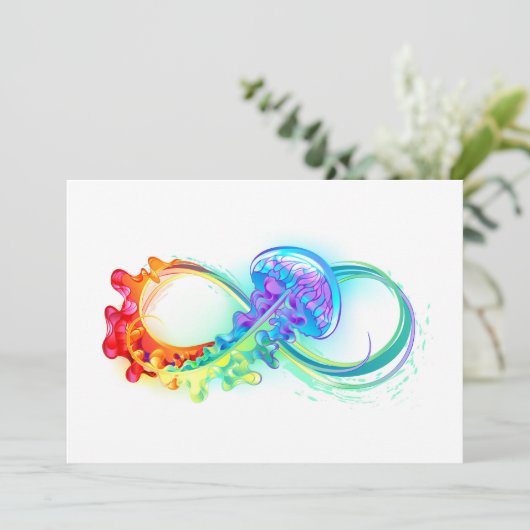 Oneindigheid met regenboogkwal feestdagenkaart (Staand voorkant)