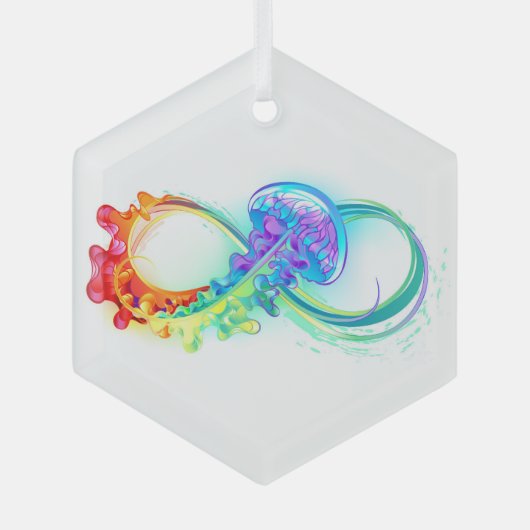 Oneindigheid met regenboogkwal glas ornament (Voorkant)