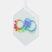 Oneindigheid met regenboogkwal glas ornament (Voorkant links)