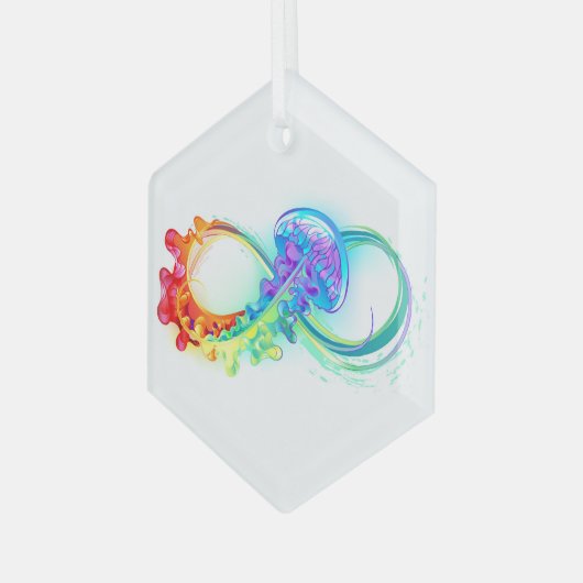 Oneindigheid met regenboogkwal glas ornament (Voorkant links)