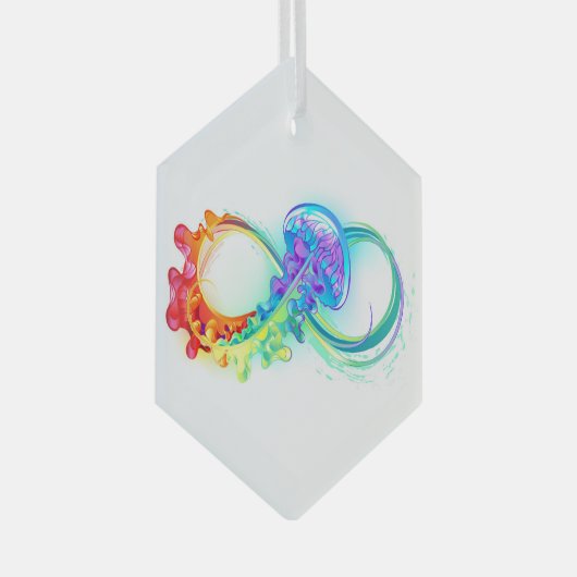 Oneindigheid met regenboogkwal glas ornament (Voorkant Rechts)