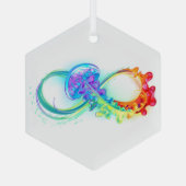 Oneindigheid met regenboogkwal glas ornament (Achterkant)