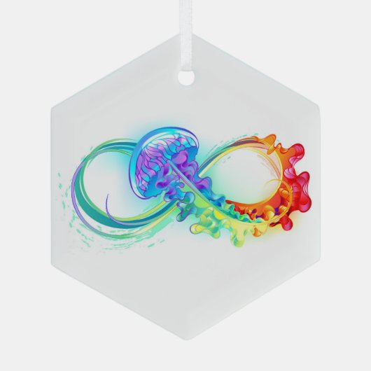 Oneindigheid met regenboogkwal glas ornament (Achterkant)
