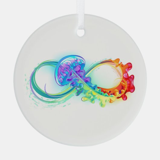 Oneindigheid met regenboogkwal glas ornament (Achterkant)