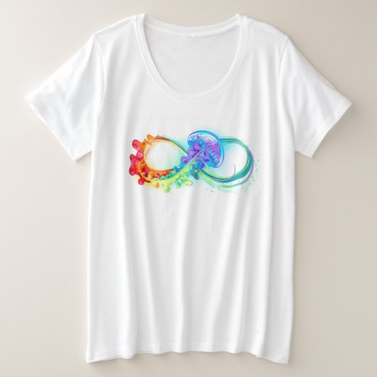 Oneindigheid met regenboogkwal grote maat t-shirt (Design voorkant)