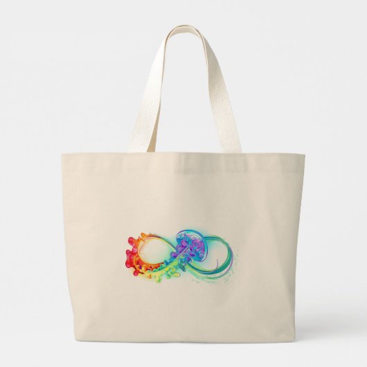 Oneindigheid met regenboogkwal grote tote bag (Achterkant)