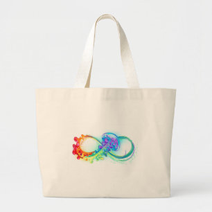 Oneindigheid met regenboogkwal grote tote bag
