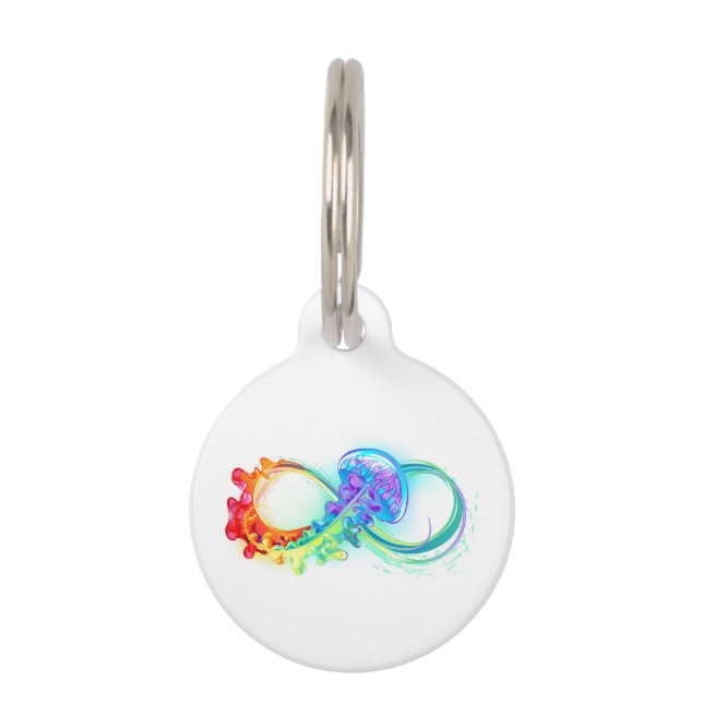 Oneindigheid met regenboogkwal huisdierpenning (Voorkant)