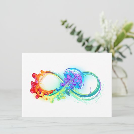 Oneindigheid met regenboogkwal informatiekaartje (Staand voorkant)