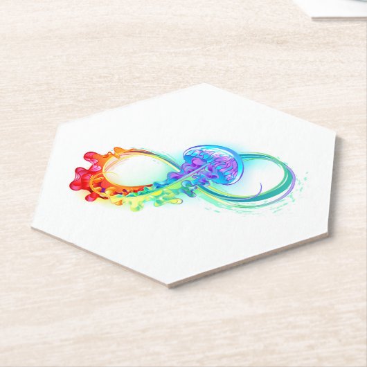 Oneindigheid met regenboogkwal kartonnen onderzetters (Schuin)