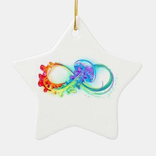 Oneindigheid met regenboogkwal keramisch ornament