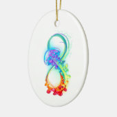 Oneindigheid met regenboogkwal keramisch ornament (Links)