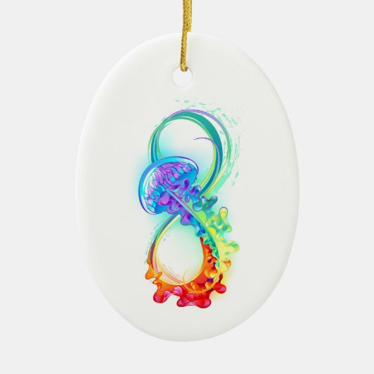 Oneindigheid met regenboogkwal keramisch ornament (Voorkant)