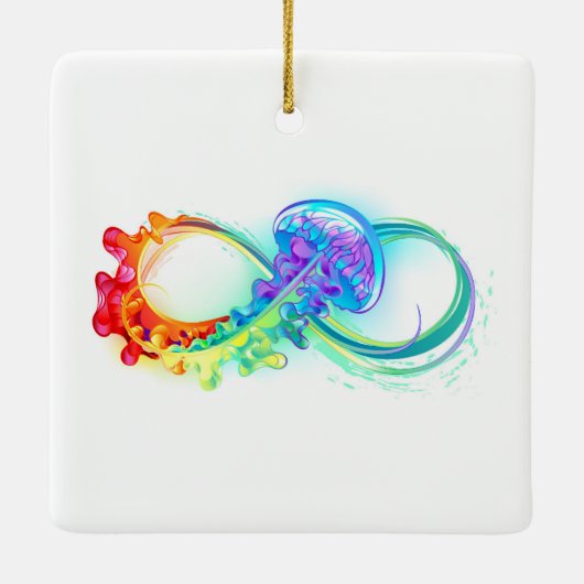 Oneindigheid met regenboogkwal keramisch ornament (Achterkant)
