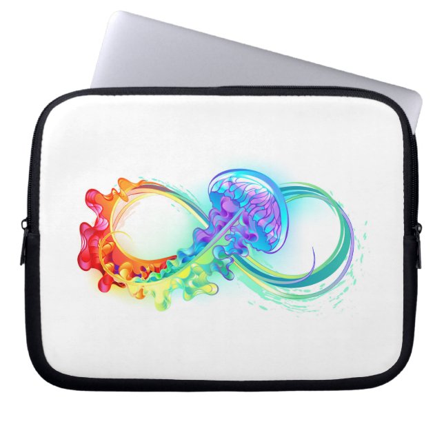 Oneindigheid met regenboogkwal laptop sleeve (Voorkant)