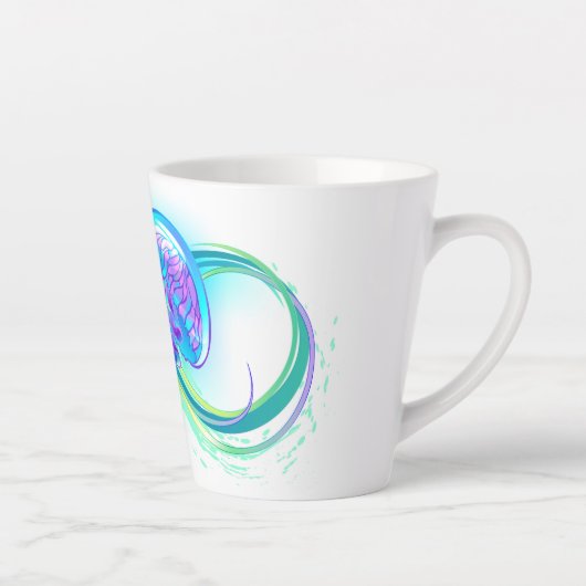 Oneindigheid met regenboogkwal latte mok (Rechts)