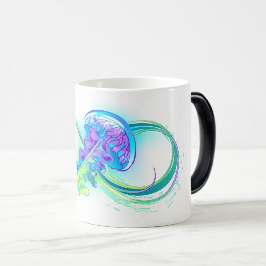 Oneindigheid met regenboogkwal magische mok (Voorkant rechts)