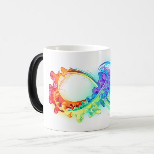 Oneindigheid met regenboogkwal magische mok (Voorkant links)