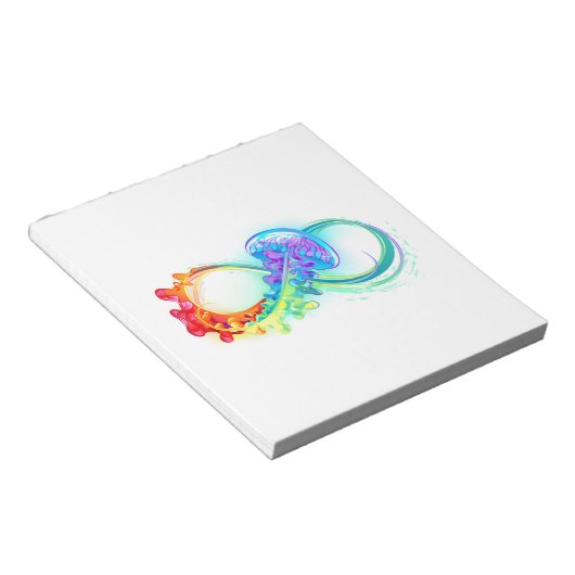 Oneindigheid met regenboogkwal notitieblok (Schuin)