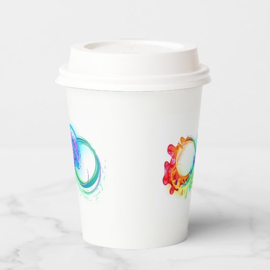Oneindigheid met regenboogkwal papieren bekers (Links)