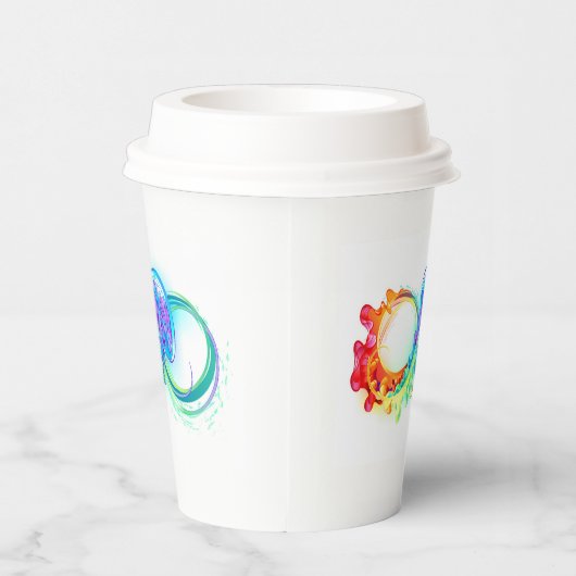 Oneindigheid met regenboogkwal papieren bekers (Rechts)