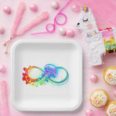Oneindigheid met regenboogkwal papieren bordje (Feest)