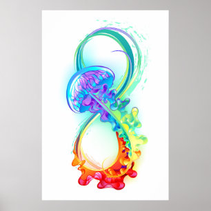 Oneindigheid met regenboogkwal poster
