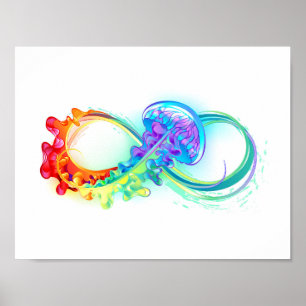 Oneindigheid met regenboogkwal poster