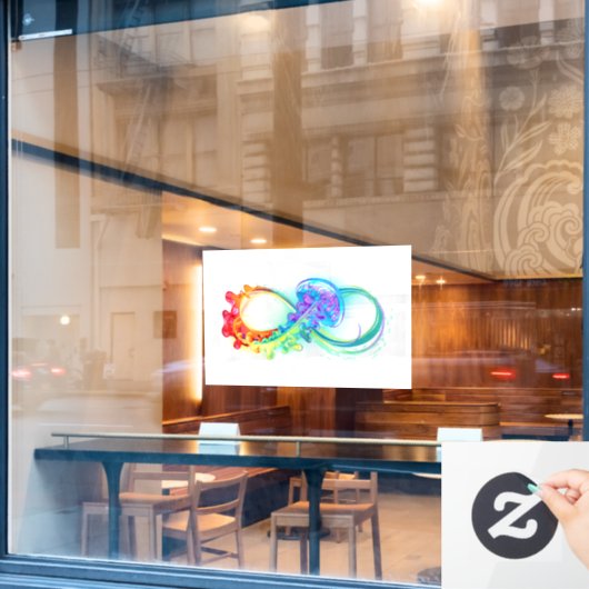 Oneindigheid met regenboogkwal raamsticker (Cafe Raam)