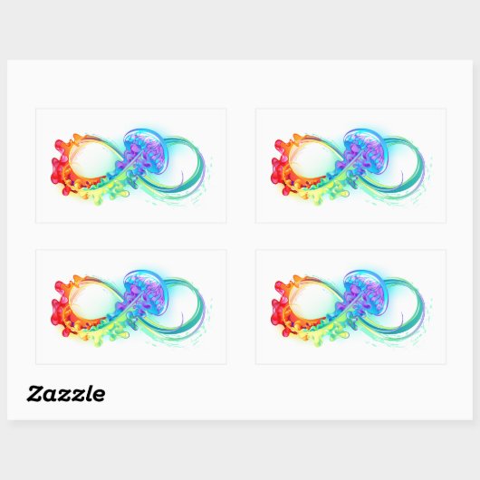 Oneindigheid met regenboogkwal rechthoekige sticker (Vel)