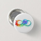 Oneindigheid met regenboogkwal ronde button 3,2 cm (Voorkant /achterkant)