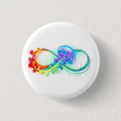 Oneindigheid met regenboogkwal ronde button 3,2 cm (Voorkant)