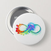 Oneindigheid met regenboogkwal ronde button 7,6 cm (Voorkant /achterkant)