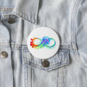 Oneindigheid met regenboogkwal ronde button 7,6 cm (In situ)